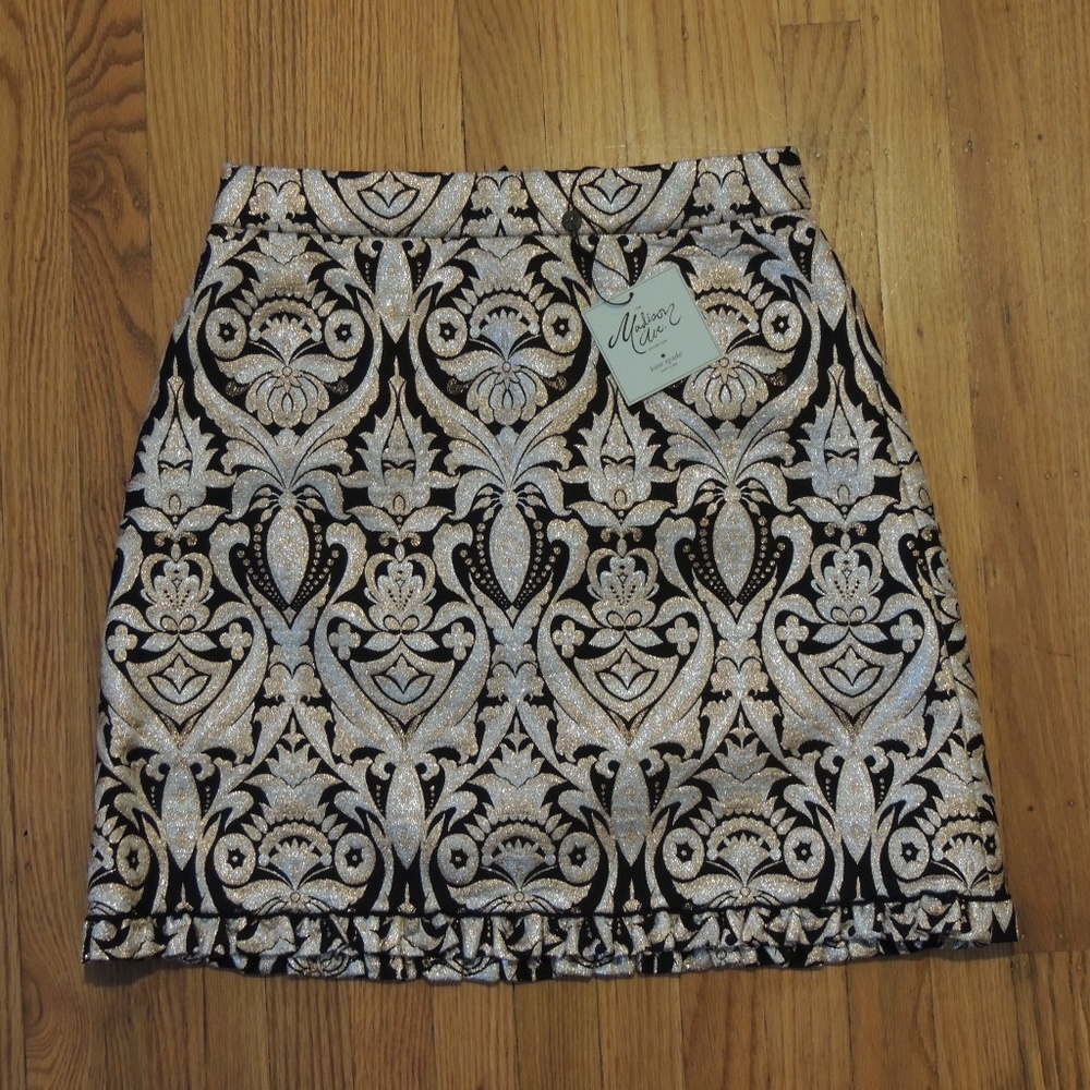 Kate Spade Madison Ave Shawn Skirt Jacquard Gold